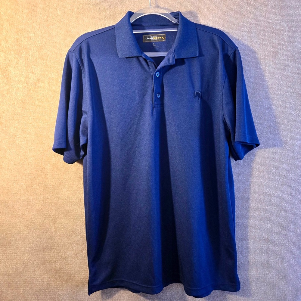 Loudmouth Mens Golf Polo Shirt Navy Blue Short Sleeve Size Large‎ Polyester